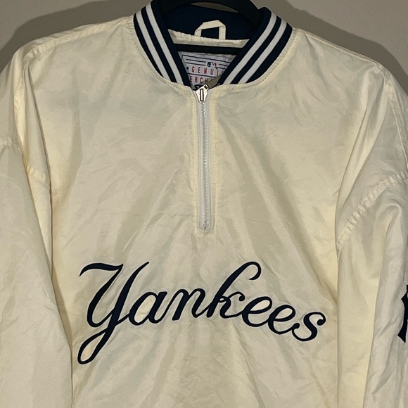 VTG New York Yankees White Starter Genuine 1/4 Zip Pullover Jacket Medium (E) - Picture 2 of 15